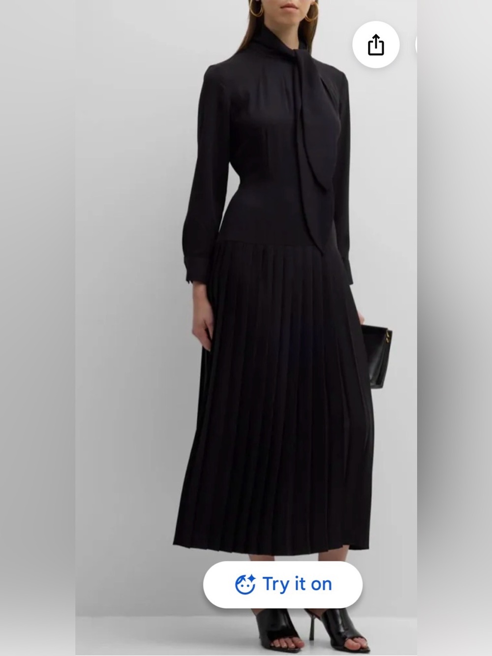 🖤Misook Tie Neck Pleated A Line Dress🖤